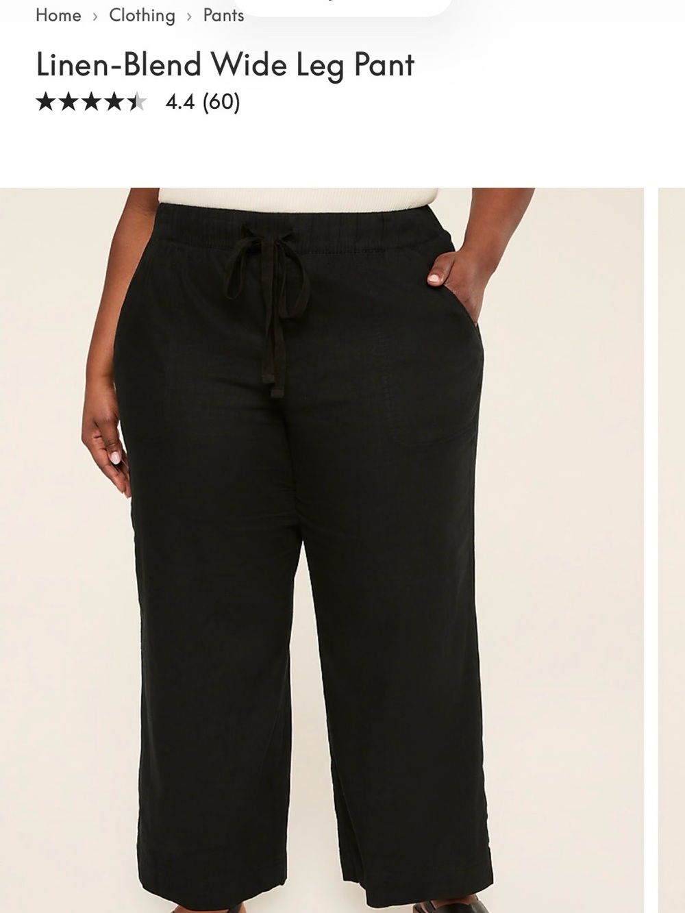 Lane Bryant Black Linen-Blend Wide Leg Pants